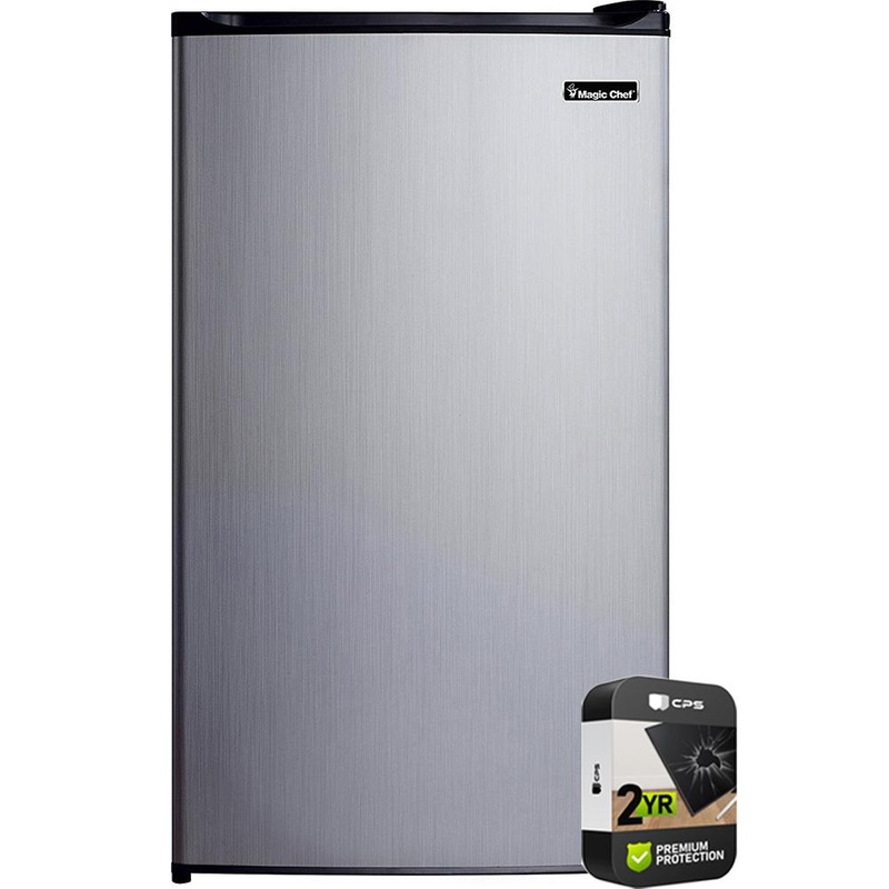 Magic Chef 3.5 Cu. Ft. Mini Refrigerator with Freezer Steel with 2 Year Warranty
