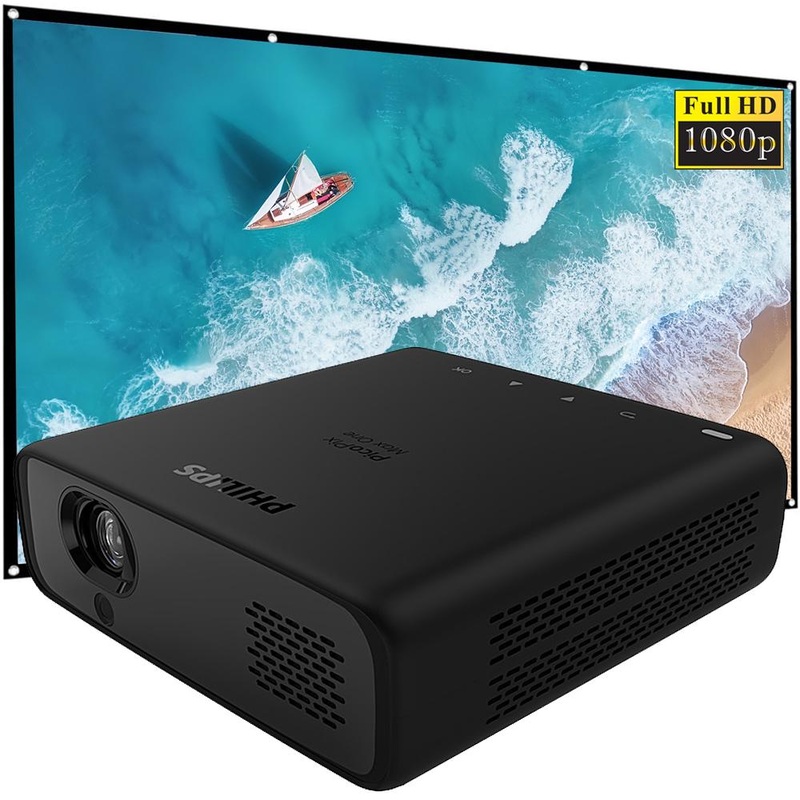 Philips PicoPix Max One FHD 1080p Portable DLP Pico Projector w/ 120" Projector Screen