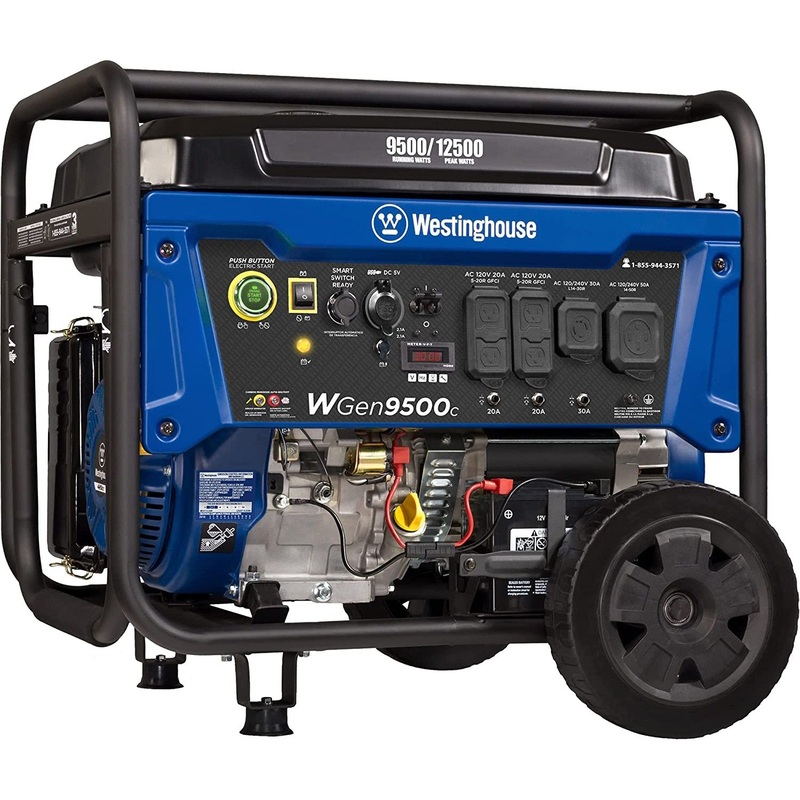 Westinghouse WGen9500 12500 Peak Watt Portable Generator with CO Sensor