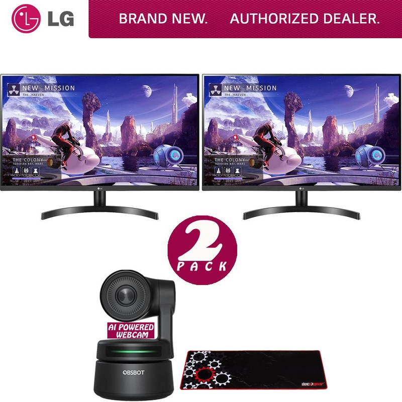 LG 27" QHD IPS Dual Monitor with AMD FreeSync + AI-Powered PTZ Webcam Bundle