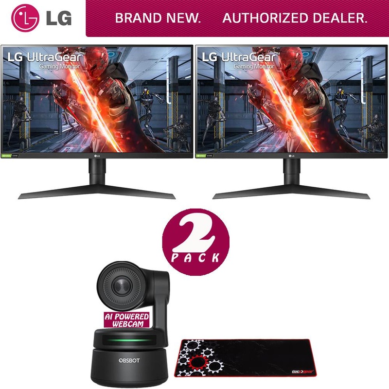 LG 27" UltraGear FHD IPS HDR 10 Gaming Dual Monitor + AI-Powered PTZ Webcam Bundle