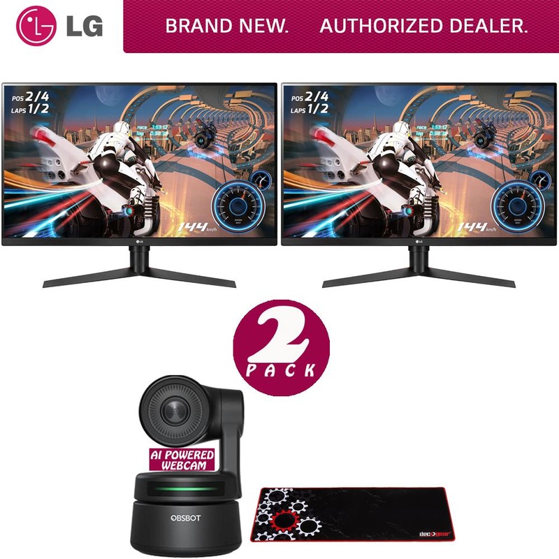 LG 32" Class QHD Gaming Dual Monitor w/ FreeSync + AI-Powered PTZ Webcam Bundle