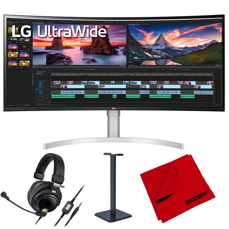 LG 38WN95C-W 38" UltraWide QHD+ IPS Curved Monitor, G-SYNC + Headphone Bundle
