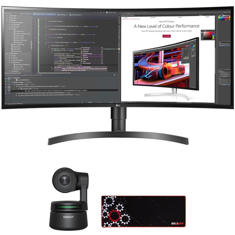 LG WL85C 34" IPS Curved WQHD HDR 10 Monitor with Stand (Black) w/ AI Webcam Bundle