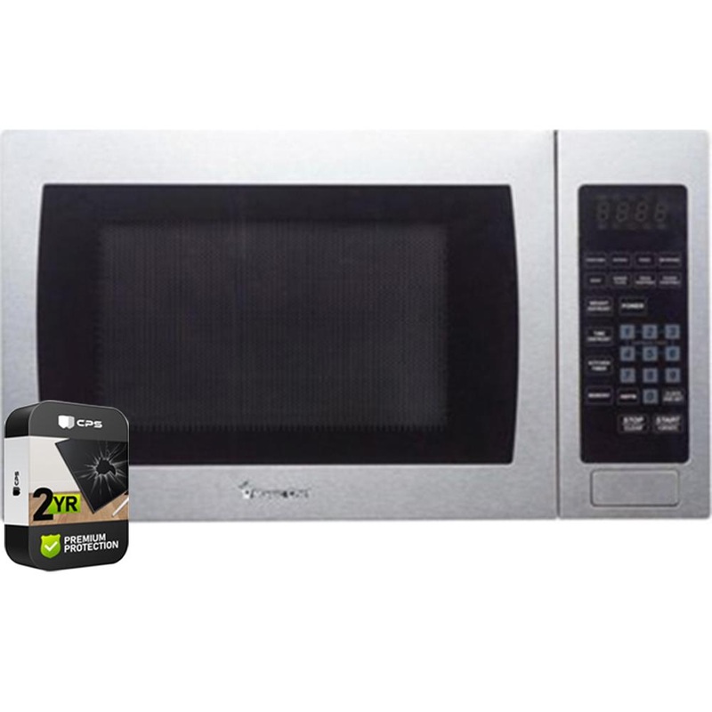Magic Chef 0.9 Cu Ft 900W Countertop Microwave Oven Steel with 2 Year Warranty