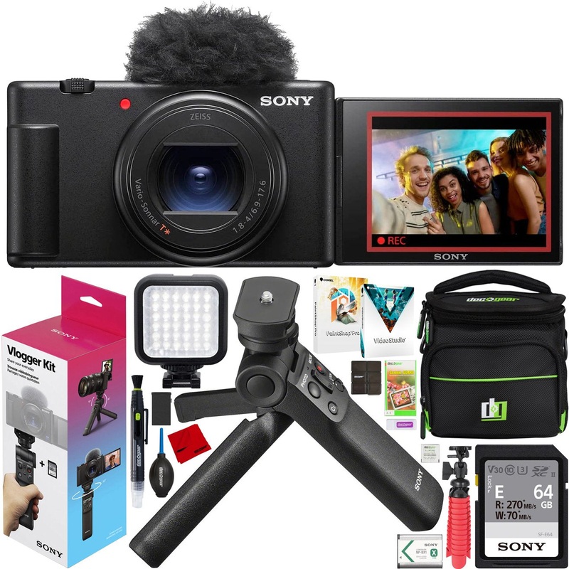 Sony ZV-1 II Vlog 4K Camera + ACCVC1 Vlogger Tripod Kit Content Creator Black Bundle