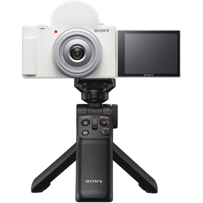 Sony ZV-1F Vlog 4K Camera + ACCVC1 Vlogger Tripod Kit Content Creator Bundle - White
