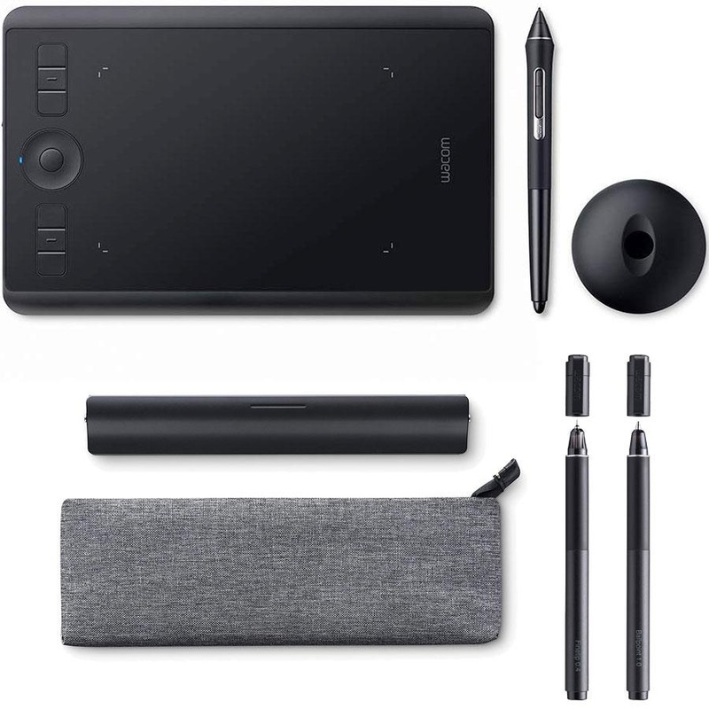 Wacom Intuos Pro Digital Graphic Drawing Tablet (Small) Bundle with Paper Clip + Pens