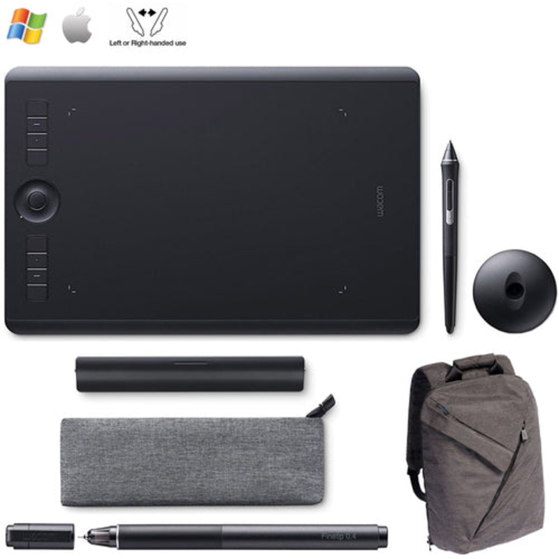 Wacom Intuos Pro Medium Creative Pen Tablet, Black (PTH660) + Essential Bundle