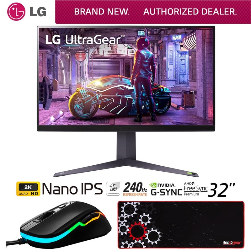 LG 32GQ850-B 32" UltraGear QHD Nano IPS 1ms 240Hz PC Monitor + Gaming Mouse Bundle