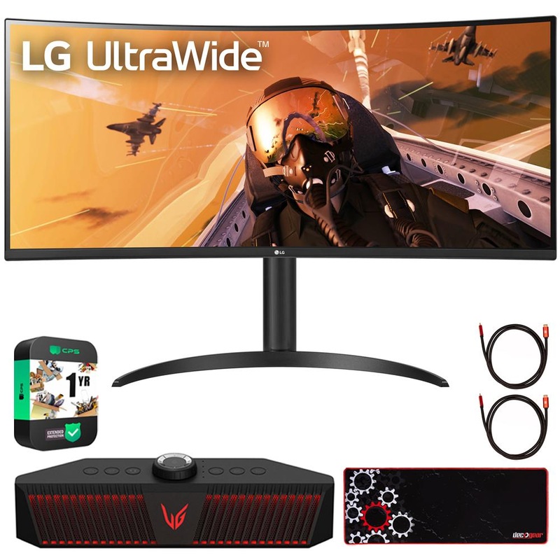 LG 34" Curved UltraWide QHD Monitor with AMD FreeSync w/ LG GP9 Speaker Bundle