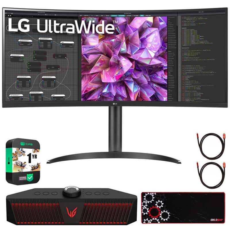 LG 34WQ75C-B 34" Curved UltraWide QHD IPS PC Monitor w/ LG GP9 Speaker Bundle