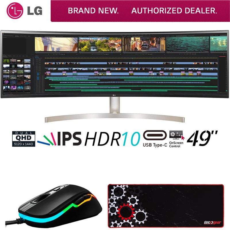 LG 49" 32:9 UltraWide Dual QHD IPS Curved LED Monitor, HDR 10 + Gaming Mouse Bundle