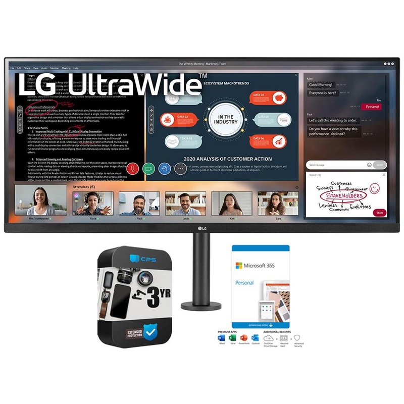 LG 34" UltraWide FHD HDR Monitor with Ergo Stand+365 Personal & 3 Year Warranty
