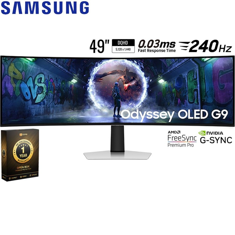 Samsung 49 Odyssey DQHD 240Hz OLED G9 Curved Gaming Monitor - Open Box + 1 Year Warranty