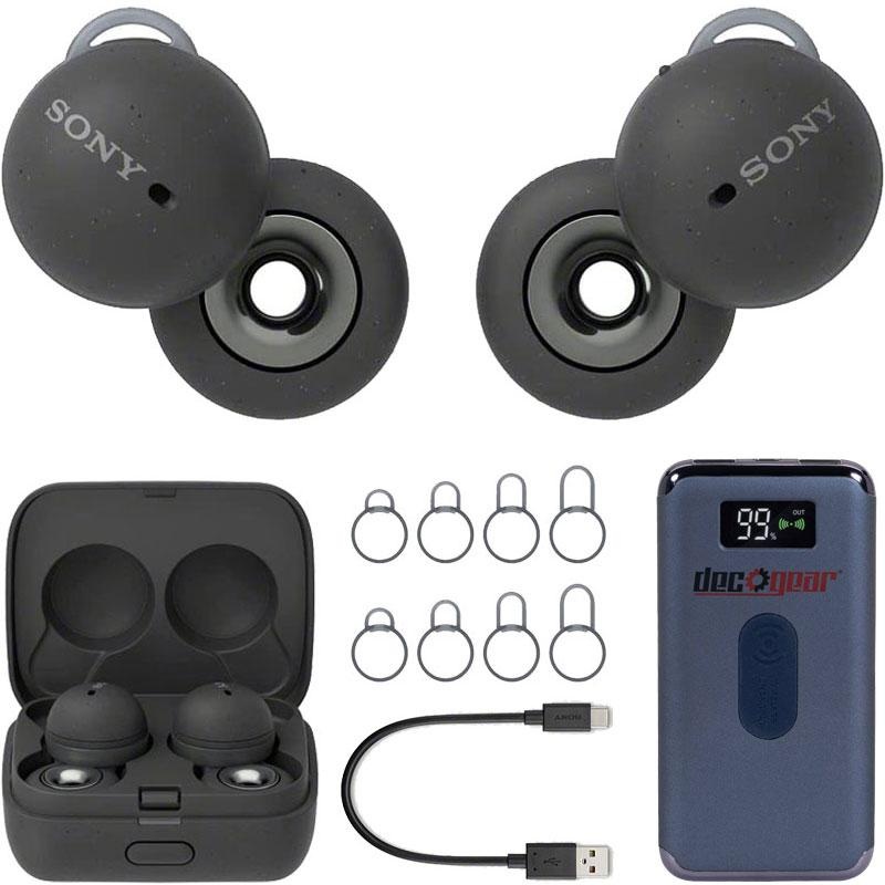 Sony LinkBuds Truly Wireless Earbuds (Gray) WFL900 Bundle with Deco Gear Battery Bank