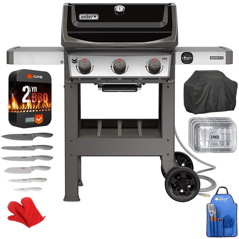 Weber Spirit II E-310 Natural Gas Grill, Black w/ Warranty + Accessories Bundle