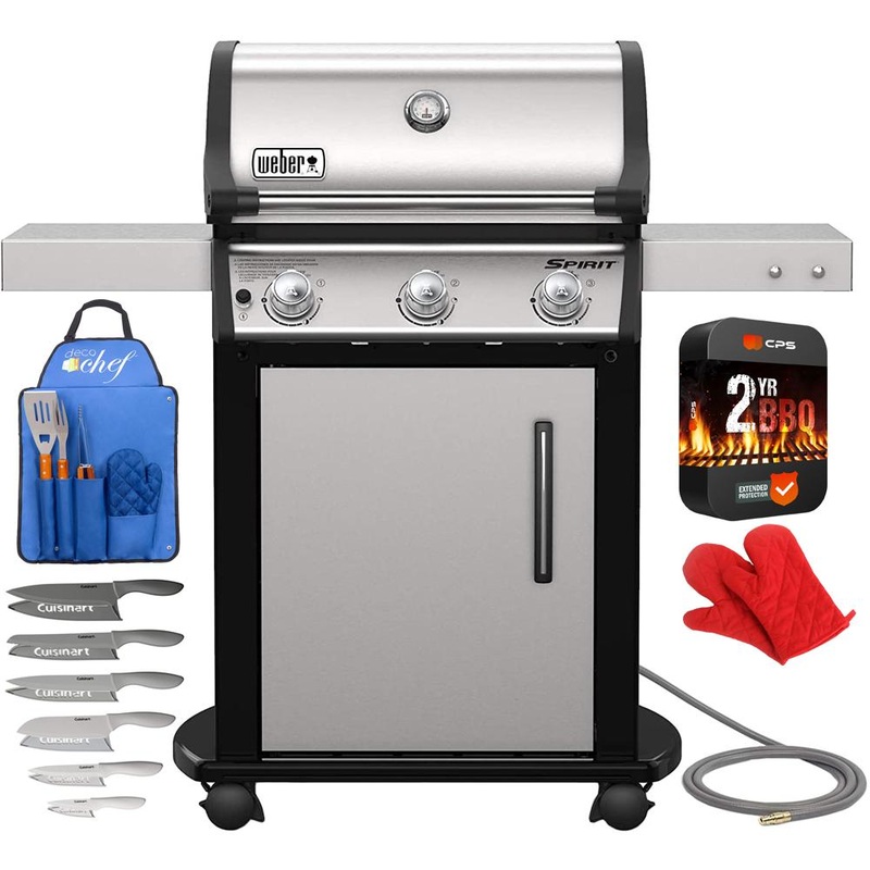 Weber Spirit S-315 Natural Gas Grill, Stainless Steel w/ Warranty + Accessories Bundle