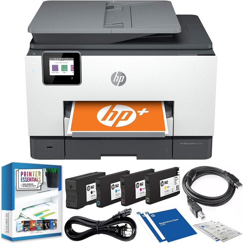 Hewlett Packard OfficeJet Pro 9025e Wireless All-In-One Printer Copy Scan Fax Home Office Bundle