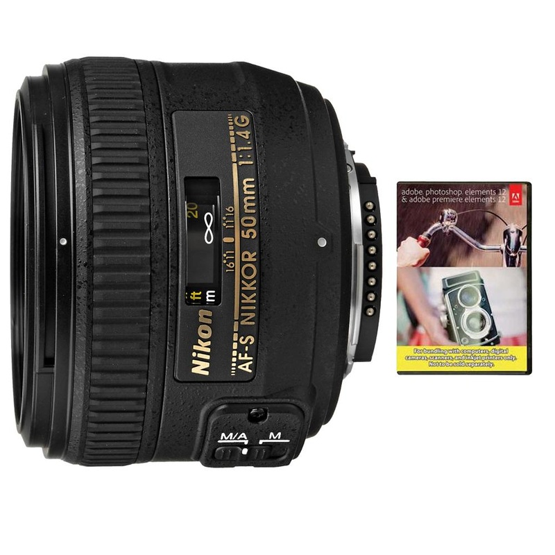 Nikon AF-S NIKKOR 50mm f1.4G Lens Nikon 5-Year USA Warranty & Adobe Elements Bundle