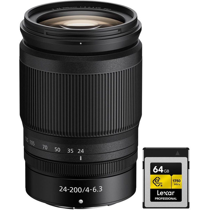 Nikon NIKKOR Z 24-200mm f/4-6.3 VR Lens Telephoto Zoom for Z Mount + 64GB Card