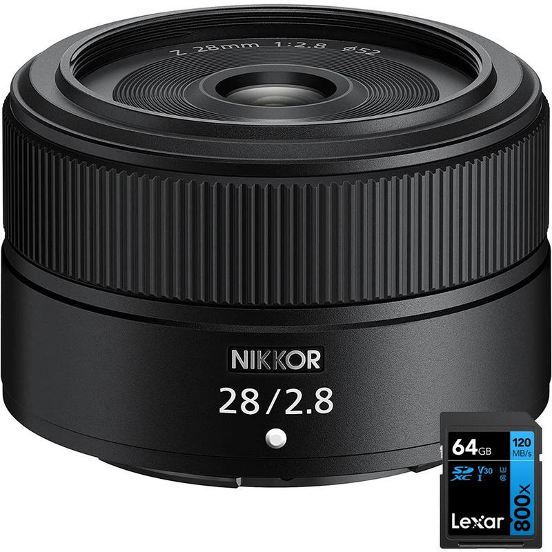 Nikon NIKKOR Z 28mm f/2.8 Full Frame Prime Lens for Z-Mount with Lexar 64GB Card