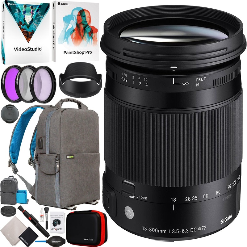 Sigma 18-300mm F3.5-6.3 DC Macro OS HSM C Lens Contemporary for Nikon F Mount Bundle