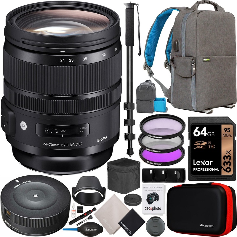 Sigma 24-70mm f2.8 DG OS HSM Art Lens for Nikon F Mount Cameras Accessory Bundle