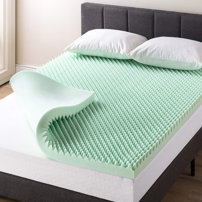 Best Price Mattress Inc. 2 Inch Calming Aloe Infusion Egg Crate Memory Foam Mattress Topper, Short Queen