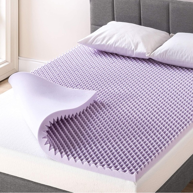 Best Price Mattress Inc. 2" Lavender Infused Memory Foam Mattress Topper, Short Queen