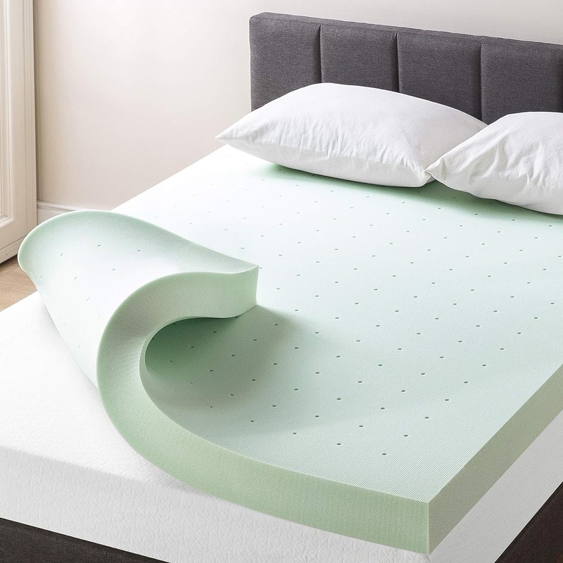 Best Price Mattress Inc. 4 Inch Memory Foam Mattress Topper Calming Green Tea Infusion Short Queen