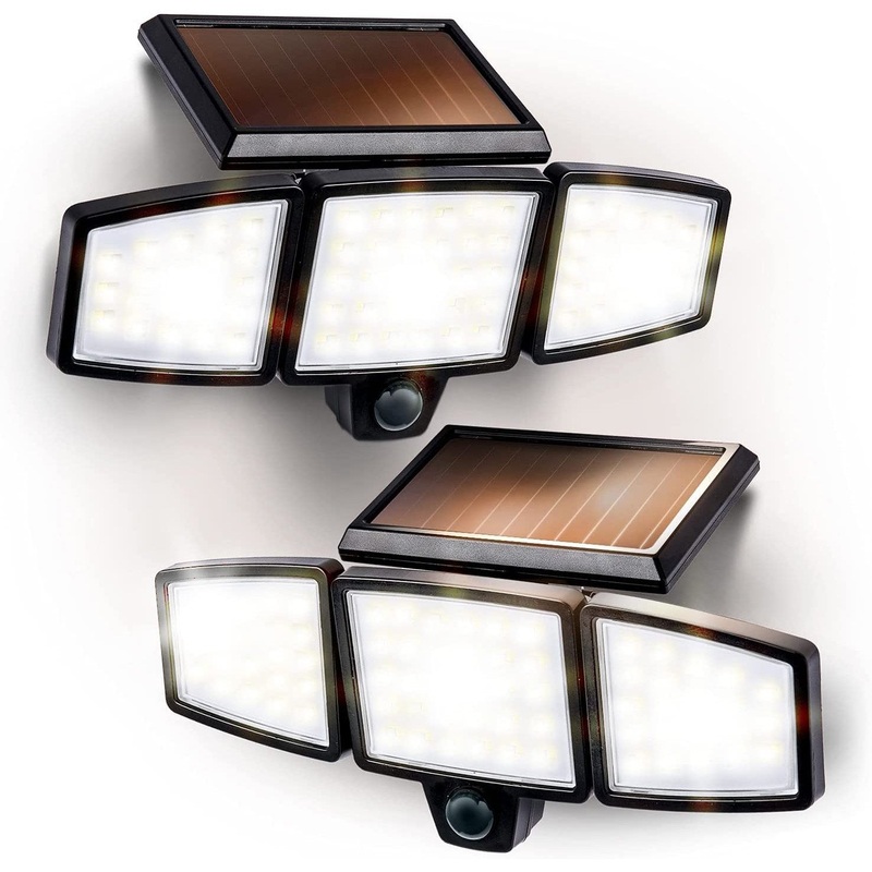 Home Zone Security Solar Triple Head Flood Lights, 2-Pack