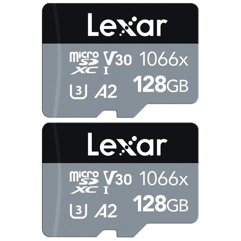 Lexar 1066x MicroSDXC Memory Card with Adapter 128GB 2 Pack