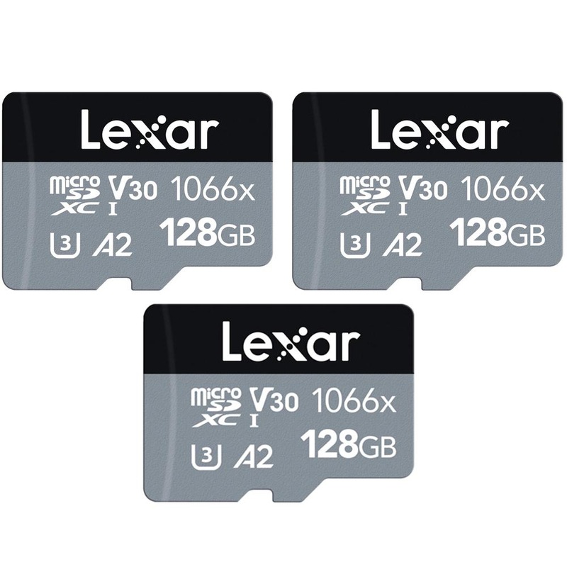 Lexar 1066x MicroSDXC Memory Card with Adapter 128GB 3 Pack