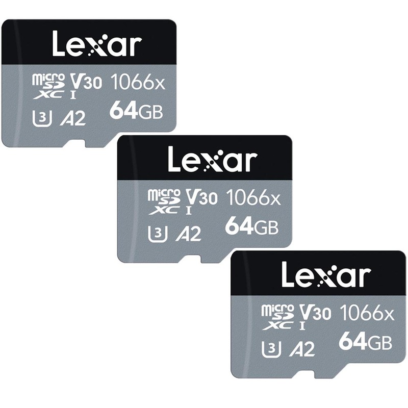 Lexar 1066x MicroSDXC Memory Card with Adapter 64GB (LMS1066064G) - (3Pack)