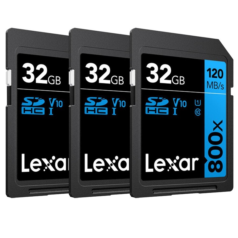 Lexar 32GB High-Performance 800x UHS-I SDHC Memory Card BLUE Series - (3-Pack)