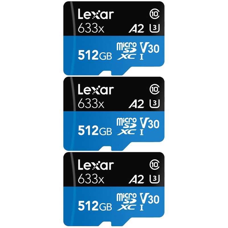 Lexar High-Performance 633x microSDHC/microSDXC UHS-I 512GB Memory Card 3 Pack