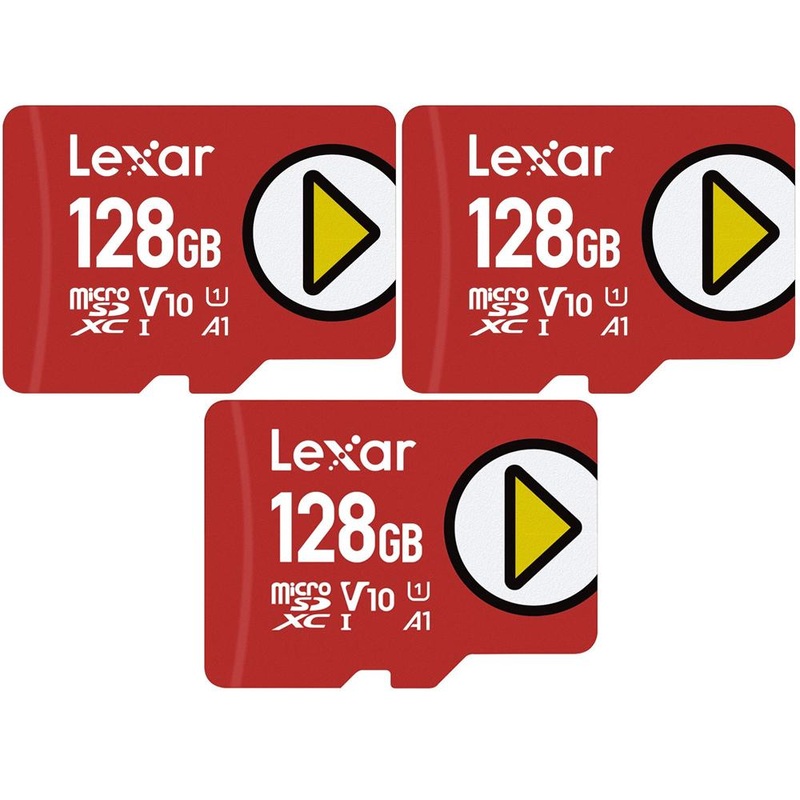 Lexar PLAY 128GB microSDXC UHS-I Memory Card Up to 150MB/s Read 3 Pack