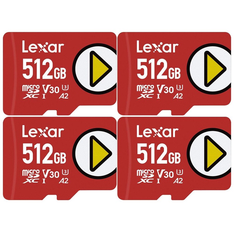 Lexar PLAY 512GB microSDXC UHS-I Memory Card, Up to 150MB/s Read 4 Pack