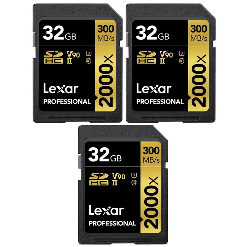 Lexar Pro 2000x SD UHS-II 32GB Memory Card without Reader 3 Pack