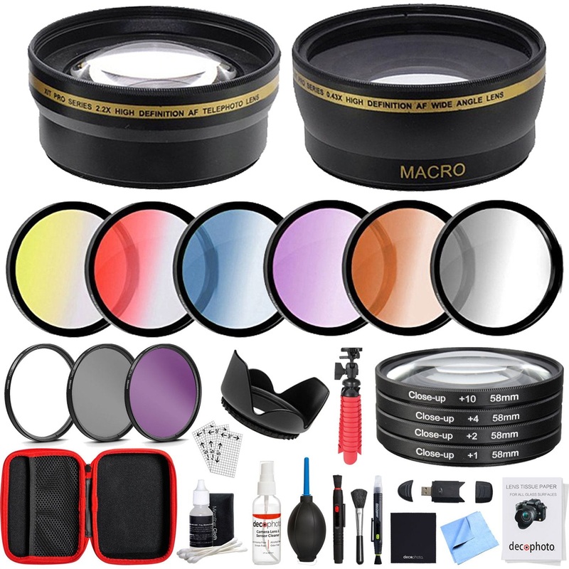 Deco Gear 58mm Lens Accessory Kit - Includes Filter Sets, Cases & Cleaning Kit
