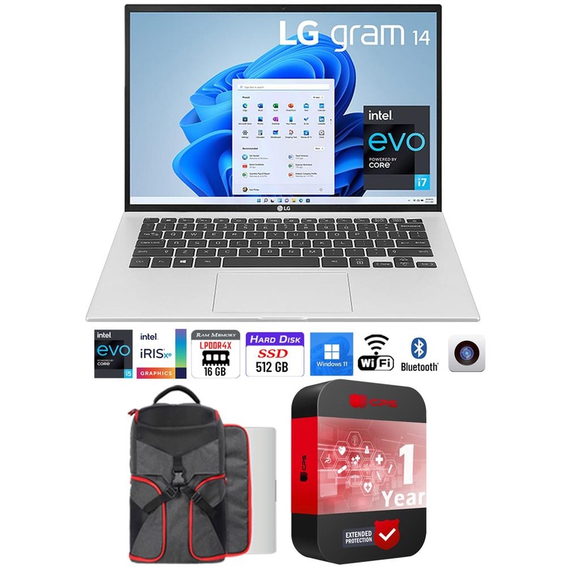 LG gram 14" Ultra-Lightweight Laptop w/ Intel Evo 11th Gen, i7 +Backpack Bundle