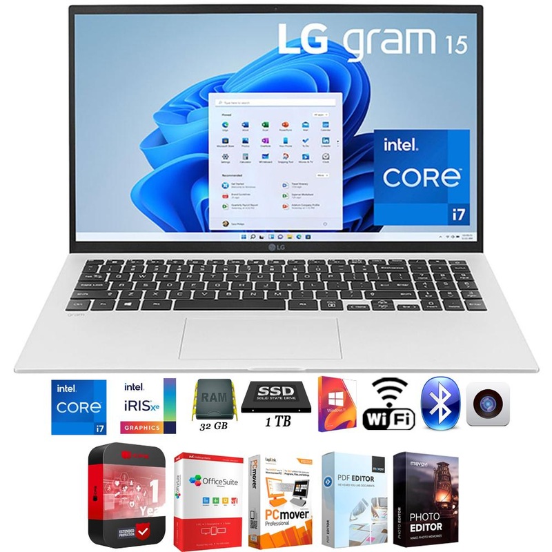 LG gram 15Z95P 15" Ultra-Lightweight Laptop with 11th Gen, i7 + Protection Pack