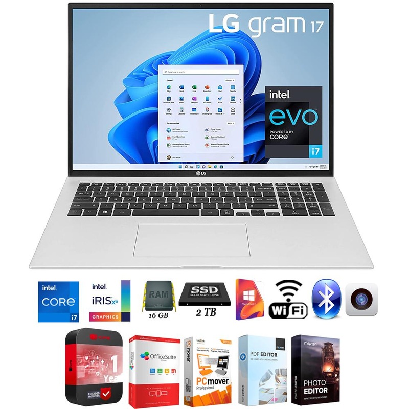 LG gram 17" Intel i7-1195G7 16GB/2TB SSD Ultra-Slim Laptop + Protection Pack