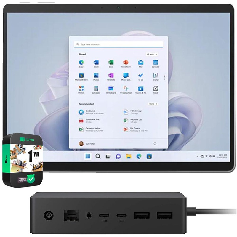 Microsoft Surface Pro 9 13" Tablet i7 16/512GB Platinum +Surface Dock 2 +Extended Warranty