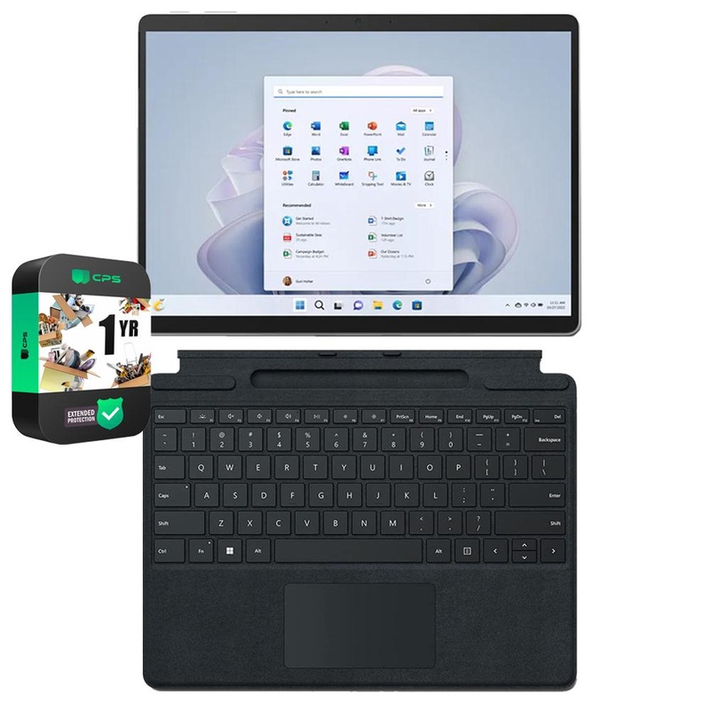 Microsoft Surface Pro 9 5G 13" Tablet 8GB/128GB, Platinum w/ Keyboard +Extended Protection
