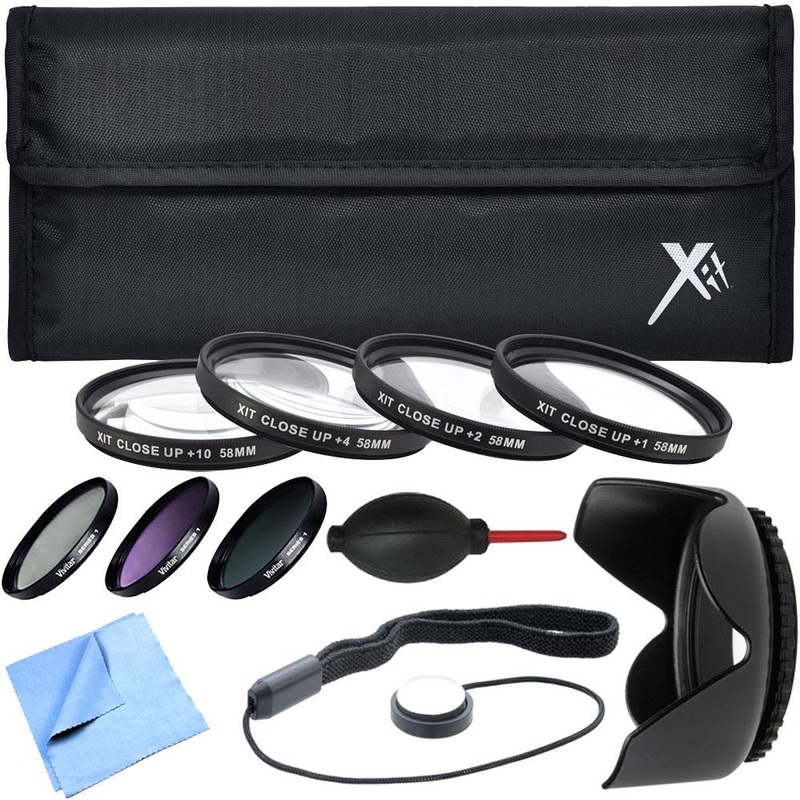 Xit Pro UV CPL FLD Lens Filter + Close-Up Macro Accessory Kit for 58mm Filter Size