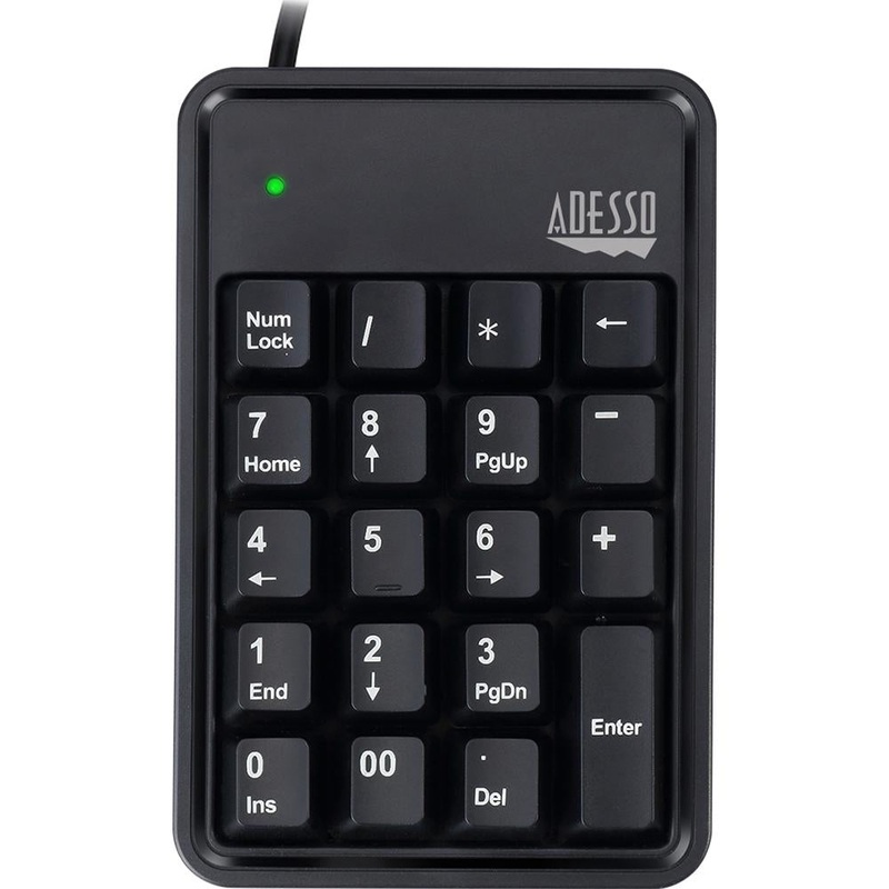 Adesso AKB-600HB -19-Key Mechanical Keypad with 3-Port USB Hub