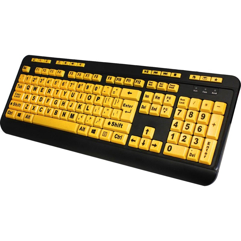 Adesso EasyTouch 132 Luminous 4X Large Print Multimedia Desktop Keyboard AKB-132UY