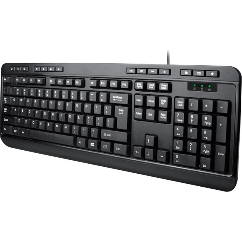 Adesso Spill-Resistant Multimedia Desktop Keyboard (USB) - AKB-132UB